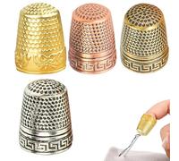 Sewing Thimble Set - 4-Piece Metal Thimbles for Hand Sewing and Quilting