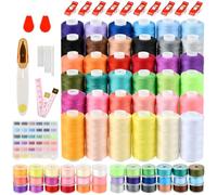Sewing Thread Bobbins Set 103PCS, 700 Yard Polyester Sewing Thread Spools for Sewing Machine 36Colors, Longer Prewound Sewing Machine Thread with Bobbins Case for Brother Singer Janome Overlock Sewing