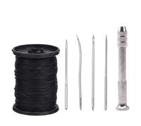 Sewing Thread, Nylon Thread for Sewing, Black Thread for Sewing, 6-Piece Leather Sewing Tools, Black and Silver, Repair Camping Gear, Mend Upholstery, Reinforce Luggage, Stitch Leather, Fix Canv