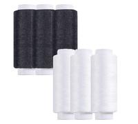 Sewing Thread Set - Black & White, 6 Pack, 250 Yards Each - Premium Durable Polyester Thread for Hand Sewing, Machine Sewing, Crafting, Quilting, and Repairs - High Strength, Tangle-Free