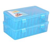 Sewing Thread Storage Holds 42 Spool 2PCS Thread Holder Empty Visible Cotton Reel Storage Plastic Leakproof Sewing Box for Embroidery Spools Blue