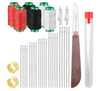 Sewing Tool Set 37 Pcs, Big Eye Steel Needles, Thread, Threader, Seam Ripper Complete Needle and Thread Kit for Beginners and Professional Crafters Portable DIY Sewing Tool