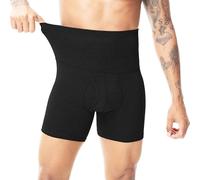 Sewing Tree Men's High Waist Shapewear Tummy Control Boxer Shorts Black L