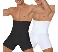 Sewing Tree Men's Shapewear Tummy Control Boxer Briefs 2 Pack - High Waist Compression Underwear with Open Fly, Moisture-Wicking Fabric, Thigh Slimming Support Black 3XL