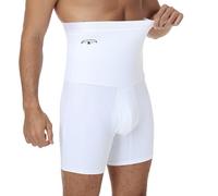 Sewing Tree Mens Shapewear Tummy Control Boxer Briefs - High Waist Compression Underwear with Open Fly, Anti-Chafing,Thigh Slimming Support & No Ride-Up Design for Daily Wear White L