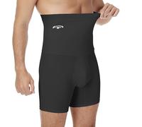 Sewing Tree Mens Shapewear Tummy Control Boxer Briefs - High Waist Compression Underwear with Open Fly, Anti-Chafing,Thigh Slimming Support & No Ride-Up Design for Daily Wear Black L