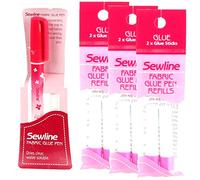 Sewline Fabric Glue pen Blue, and 2-Pack Refills (1 Pen, 3 Refills)