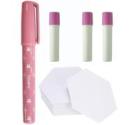 Sewline Fabric Glue Pen & Refill + 50 x 1.5" Hexagon EPP Quilting Template Bundle, No Pins, Dries Clear, Sewing & Paper Piecing, 3 Blue Refill's English Paper Piecing Kit