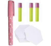 Sewline Fabric Glue Pen & Yellow Refill + 100 x 1.5" Hexagon EPP Quilting Template Bundle, No Pins, Dries Clear, Sewing & Paper Piecing, 3 Yellow Refill's English Paper Piecing Kit