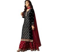Sewn Salwar Kameez Sharara long Sleeves Indian Designer Shalwar Suit Party Wear Ready To Wear ethnic Heavy Foux Georgette Nazmeen Chiffon Dupatta (Choice 8, M UK 12 Bust 40 Waist 36 Hips 42)