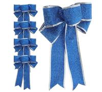 SEWOART 10 Pcs Bows for Christmas Tree Wired Edge Decorative Bows Glitter Christmas Bow Large Xmas Tree Bowknot Big Christmas Tree Bows Christmas Decorations Christmas Tree Ornaments Blue