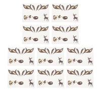 SEWOART 10 Sheets Reusable Brown Rhinestone Glitter Reindeer Face Tattoos Stickers, Cute Facial Decor Stickers that Fit Facial Contours for Halloween and New Year Party Makeup