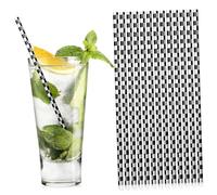 SEWOART 100pcs Black and White Checkered Paper Straws Race Party Supplies Racing Car Themed Drinking Straws Bulk Pack for Birthday and Family Gatherings