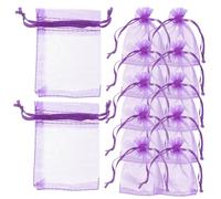 SEWOART 100Pcs Dark Purple Organza Drawstring Bags Small Pouches for Candy Lavender Soap and Party Presents Breathable Satin Ribbon Closure for Secure Storage