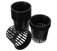 SEWOART 10pcs 4-Inch Hydroponic Net Cups Black Mesh Planter Pots for Indoor Gardening System, Root Control Net Baskets for Hydroponics and Balcony Planting