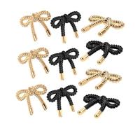 SEWOART 10pcs Bow Shape Metal Sewing Buttons for Clothes DIY Lightweight Fasteners for Sweaters Cardigans Coats Knitted Garments Decorative Craft Supplies Light Gold Black