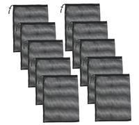 SEWOART 10Pcs Drawstring Mesh Bags Black Tear Resistant Multi Functional Storage for Sports Equipment Travel Laundry Beach Organizer