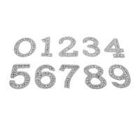 SEWOART 10pcs Silver Rhinestone Sew Number Patches for Clothes Bags Hats Embroidered Glitter Appliques DIY Sewing Decoration for Dance Costumes Accessories