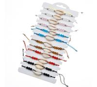 SEWOART 12pcs Beaded Bracelet Shell Bangle, Crystal and Shell Gift