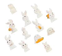 SEWOART 12pcs Miniature Bunny Figurines Ornament Creative Micro Landscape Decor Lightweight Indoor Bonsai Accessories Cute Carrot Rabbit Statues for Home Desk Display