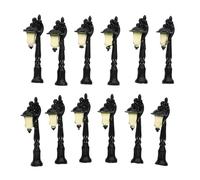 SEWOART 12pcs Miniature Street Lamps Resin Mini Garden Accessories Dollhouse Light Posts Black Decorative Lamp Accents Collector’s Delight Scene Decoration