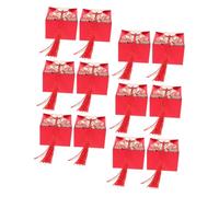 SEWOART 12pcs Red Paper Candy Packaging Boxes with Tassels Medium Chinese Wedding Favor Boxes Peony Double Elegant Party Supplies for Wedding Day Gifts