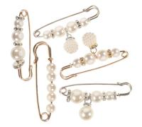 SEWOART 15pcs Pearl Brooch Pins for Pants Waist Tightening Decorative Safety Pins for Dresses Sweaters Shawls Metal Fixing Clips for Clothing Accessories