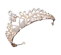 SEWOART 1pc Rhinestone Swan Modeling Crown Tiara Alloy Wedding Headdress for Bride Photo Shoot Party Elegant Gold Bridal Accessory