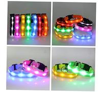 SEWOART 2.5cm Led Pet Collar Nylon Lighted Circular Dog Collar Flashing Glow in The Dark Safety Size l Pink Light for Night Walking Dogs