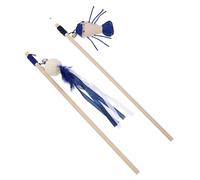 SEWOART 2 Pcs Kitten Automatic Tiki Puzzle Teaser Wands Teasers Catnip Kitten Supplies Play Feeder Wire Wooden