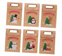 SEWOART 24pcs Christmas Kraft Paper Gift Bags with Snowman Cartoon Design Treat Bags for Candy Cookies Party Favors and Holiday Gifting