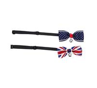 SEWOART 2Pcs Adjustable Pet Collars Decorative Cat and Dog with Bell for Parties and Daily Wear Cozy and Stylish Design Stars Union Jack