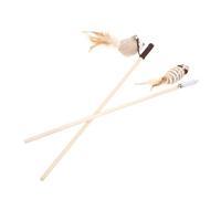 SEWOART 2pcs Cat Teaser Stick Mouse Design Kitten Accessories Interactive Cat Toy Games Go Random Color