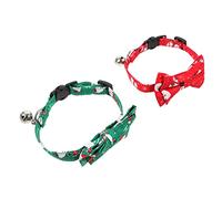 SEWOART 2Pcs Christmas Cat Collars with Bells & Bow Tie Design Cute Pet Cat Collars for Holiday Celebrations Christmas Supplies for Cats