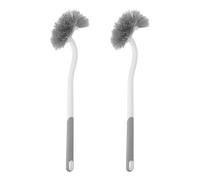 SEWOART 2pcs Curved Toilet Cleaning Brush with Long Handle for Bathroom and Office Deep Cleaning Under Rim Scrubber High-density Bristles for No Dead Corners Quick Rinse Design Grey