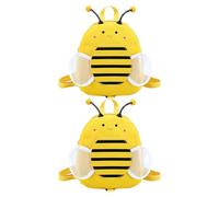 SEWOART 2pcs Cute Cartoon Honeybee Backpack with Leash Harness, Lightweight Nylon Material with Multiple Pockets, for Playful Outings and Busy Events