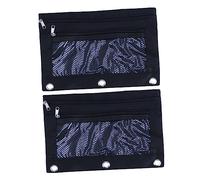 SEWOART 2pcs Double Zipper Pencil Pouch Ring Canvas Stationery Bag Large Capacity File Bag for Exams Portable Pencil Case