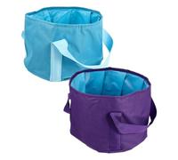 SEWOART 2pcs Foldable Foot Bath Bucket with Self-service Massage Feature, Portable Foot Soaking Basin Made of Sturdy Oxford Fabric and Peva, for Travel and Family Use with Simple Design