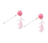 SEWOART 2Pcs Handmade Pink Cat Teaser Wands with Ball and Interactive Kitten for Indoor Cats Stimulate Play and Soothe Emotions Pet Supplies