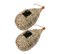 SEWOART 2Pcs Handwoven Straw Birdhouse Cozy Nesting Hut for Wild Birds Durable Weather Resistant Outdoor Garden Decoration for Bird Lovers