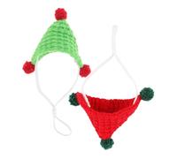 SEWOART 2pcs Knitted Hamster Hat Guinea Pig Triangle Hat Cosplay Pet Clothing Costume Hair Accessories Cute Headwear Photo Props For Small Animals And Pets