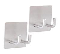 SEWOART 2pcs Multifunctional Stainless Steel Adhesive Hooks No Trace Wall Sticky Hangers for Kitchen Bathroom Office Home Organization Space Saving Key Hooks More