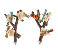 SEWOART 2pcs Natural Wood Parrot Perch Stand Chewing Rest Branch Platform for Cage Engaging Bird Playstand for Beak Health Stress Relief Mental Stimulation