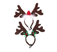 SEWOART 2pcs Pet Dog Hair Hoop Reindeer Horns for Dogs Christmas Headband Set Accessory