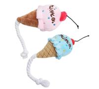 SEWOART 2Pcs Plush Ice Cream Design Dog Soft Squeaky Pet for Dogs Blue Pink Premium Quality Interactive Reduces Boredom Destructive Behavior