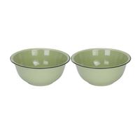 SEWOART 2pcs Retro Style Enamel Bowls Light Green Multi-Purpose Food Storage Containers Easy to Clean Kitchen Bowls for Home Use