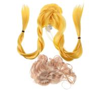 SEWOART 2pcs Soft Pet Wigs for Cats and Dogs Funny Porch Goose Outfit Hairpieces Light and Yellow Braids Comfortable High Temperature for Halloween Christmas Birthday Party Accessories