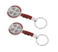 SEWOART 2pcs St Benedict Medal Keychain Set | Catholic Keychains with Crucifix Pendant | for Confirmations Graduations & Faith
