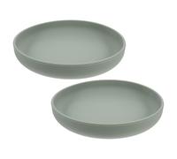 SEWOART 2Pcs Suction Cup Spill Resistant Plates for Seniors and Disabled Adults, Anti-Slip Silicone Dining Dish with Non-Slip Base, Suitable for Independent Eating at Home, Gray-Green