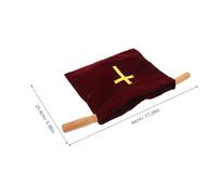 SEWOART 2pcs Velvet Church Offering Bags with Wood Handles Embroidered Cross Donation Pouches for Communion Supplies Religious Collection Accessories Red Blue